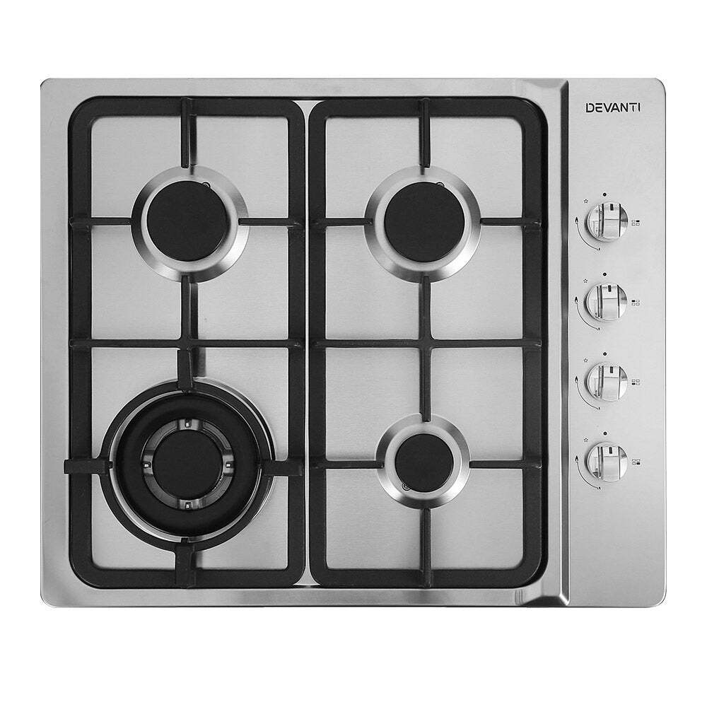 NNEDSZ Gas Cooktop 60cm Kitchen Stove 4 Burner Cook Top NG LPG Stainless Steel S