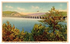 Harrisburg PA Pennsylvania Rockville Bridge Susquehanna River Linen Postcard