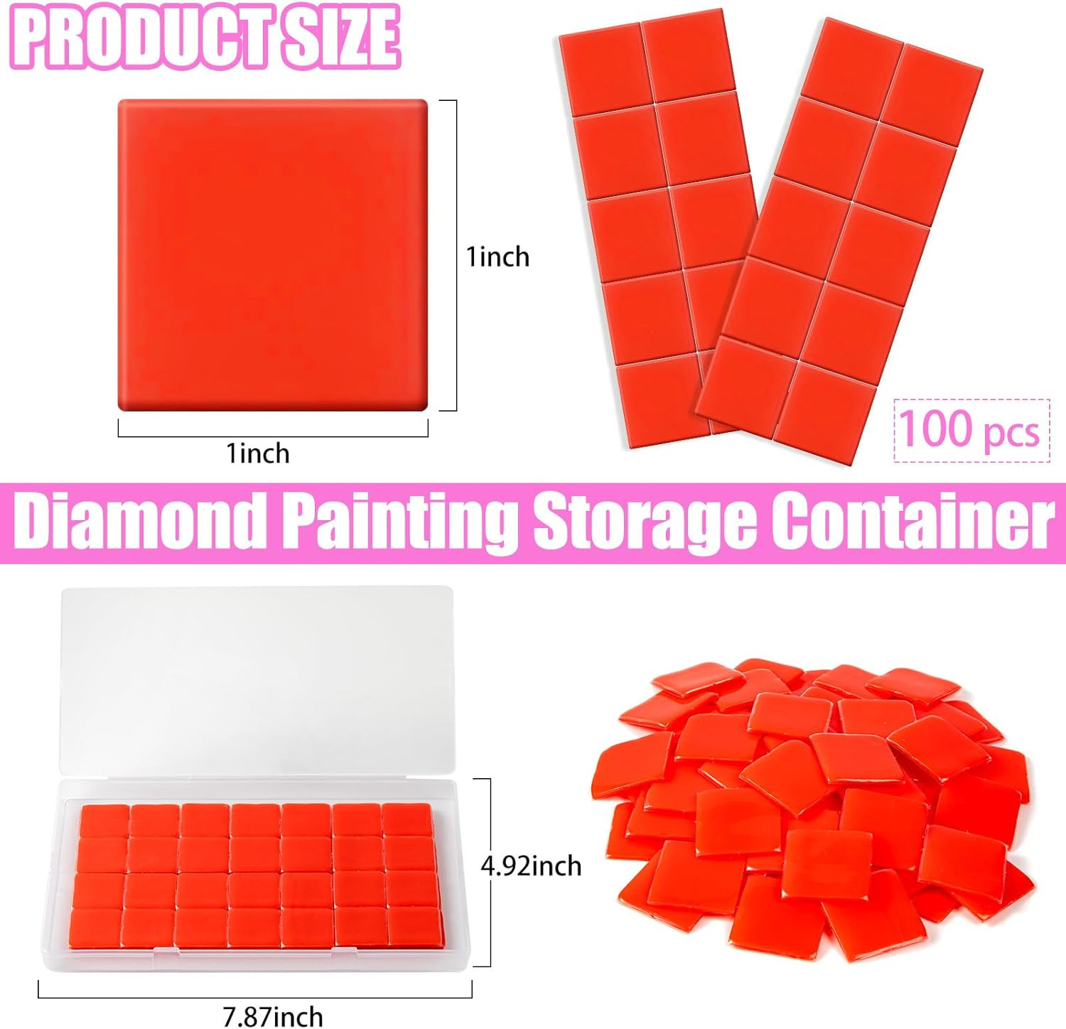 SYWHXY 100Pcs Diamond Art Wax DIY Painting Glue Clay, Red Refills with Storage B