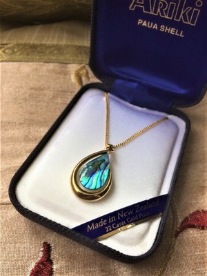NZ Ariki Paua Shell Pendant Necklace 22 