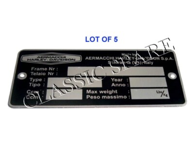 Aermacchi H-D Italy SS SX ST125 175 250 350 Sprint Baja Aletta Ala Data Plate