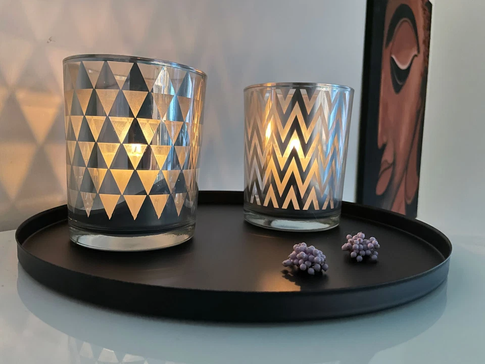 XL Metall Deko Tablett Rund 30-42cm Dekoteller Kerzentablett Servierteller Xmas - Bild 4 von 4