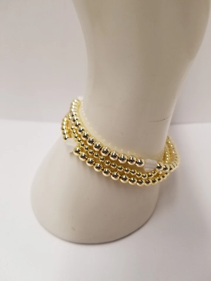 Pack De 3 Pulseras "Día Diva" Pequeñas Perlas Corazones Tono Dorado Cuentas Foto 2 de 4