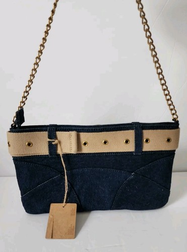 Y2k Brandy Melville Women’s Shoulder Bag Blue Jean Denim W/ Chain Strap NwT - Picture 13 of 18