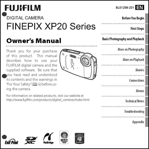 FujiFilm FinePix XP20 Digital Camera Owner's Manual User Guide Instruction