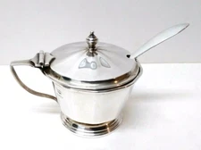 Antique Mappin & Webb Sterling Silver Mustard Pot W/ Spoon 46 Grams JE Caldwell