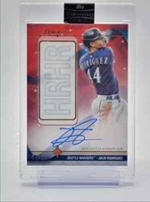 JULIO RODRIGUEZ 2023 TOPPS LUMINARIES HOME RUN KINGS RED AUTO 04/10