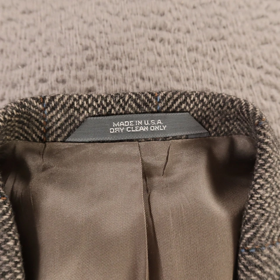 Chaqueta de tweed vintage M gris negro espiga cebada lana Blazer EE. UU. 40R Foto 3 de 4