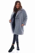 Kit & Kaboodal Made In Italy *cam Teddy Coat Jacket* Grey One Size New