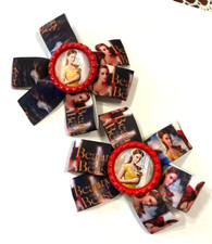 Beautiful Emma Watson Belle Inspired Set of Pig Tail hair bows for girls.