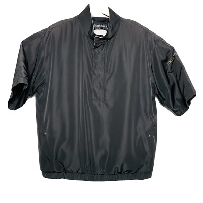 DryJoys By FootJoy FJ Black w/ Gold Embroidered S/S Poly 1/4 Zip Pullover Sz L