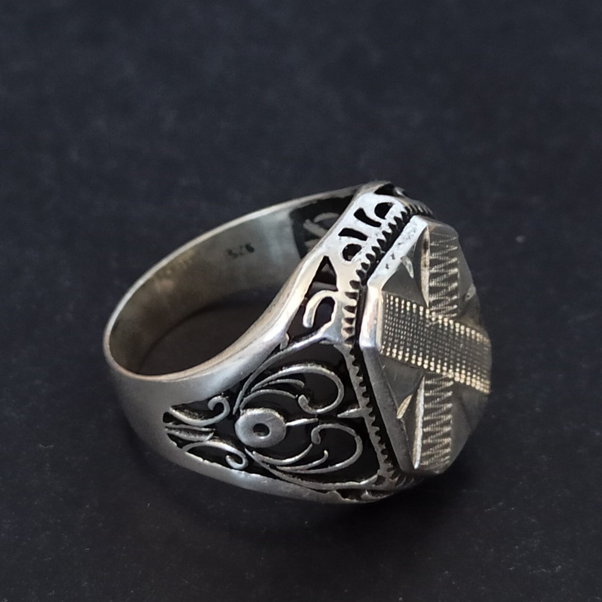 Vintage Men's Ring Signet Sterling 925 Silver Art Deco