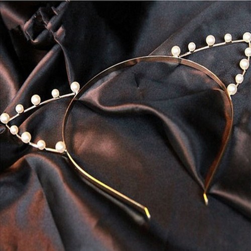 Pearl Cat Ear Headband, Hair Band, Cosplay, Cat Ears, One Size Fits All - Picture 4 of 4