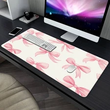 40*90cm Pink Bow & Bow-like (knot-like) Non-Slip GamingOffice Desk Mat - Large S