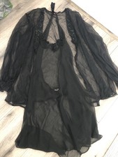 Vintage Frederick  s of Hollywood Sheer Halter Slip Dress Lingerie 2-Piece Set