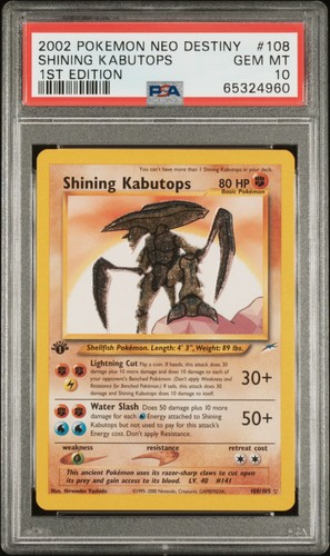Shining Kabutops (1st Edition) graded PSA 10 for sale on eBay