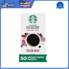 Starbucks VIA Instant Coffee Italian Roast Dark 100% Arabica, 50 Packets