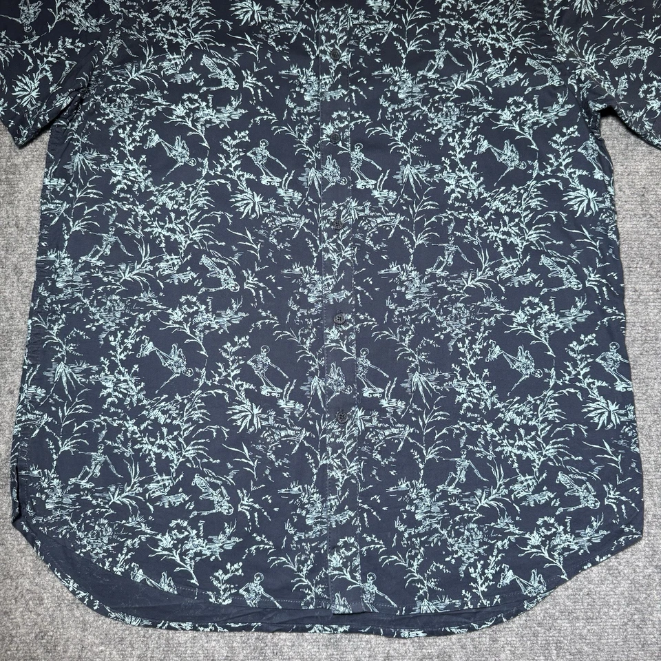 Howe No.65 Creative Workforce L Skull Riding AOP Hawaiian Button Up Shirt Teal - Image 2 of 4