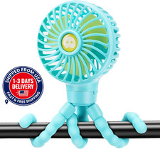 Portable Stroller Fan USB Clip on Baby Fan with Flexible Tripod 3 Speed Blue