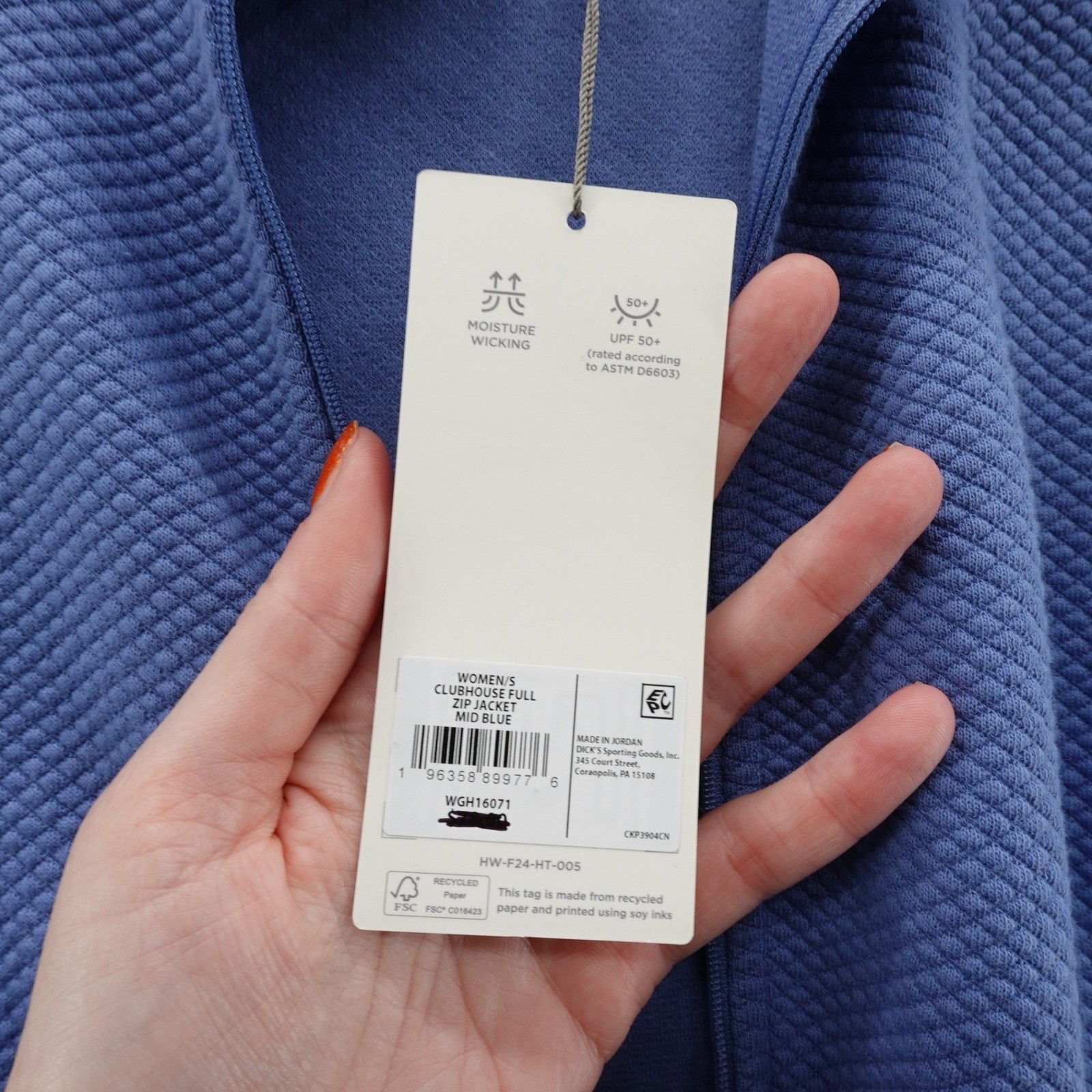 Walter Hagen Womens Clubhouse Full Zip Jacket Mid Blue Textured Small NEW