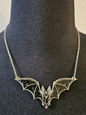 Bat Statement Necklace, Spooky Pendant Necklace, Halloween, Summerween
