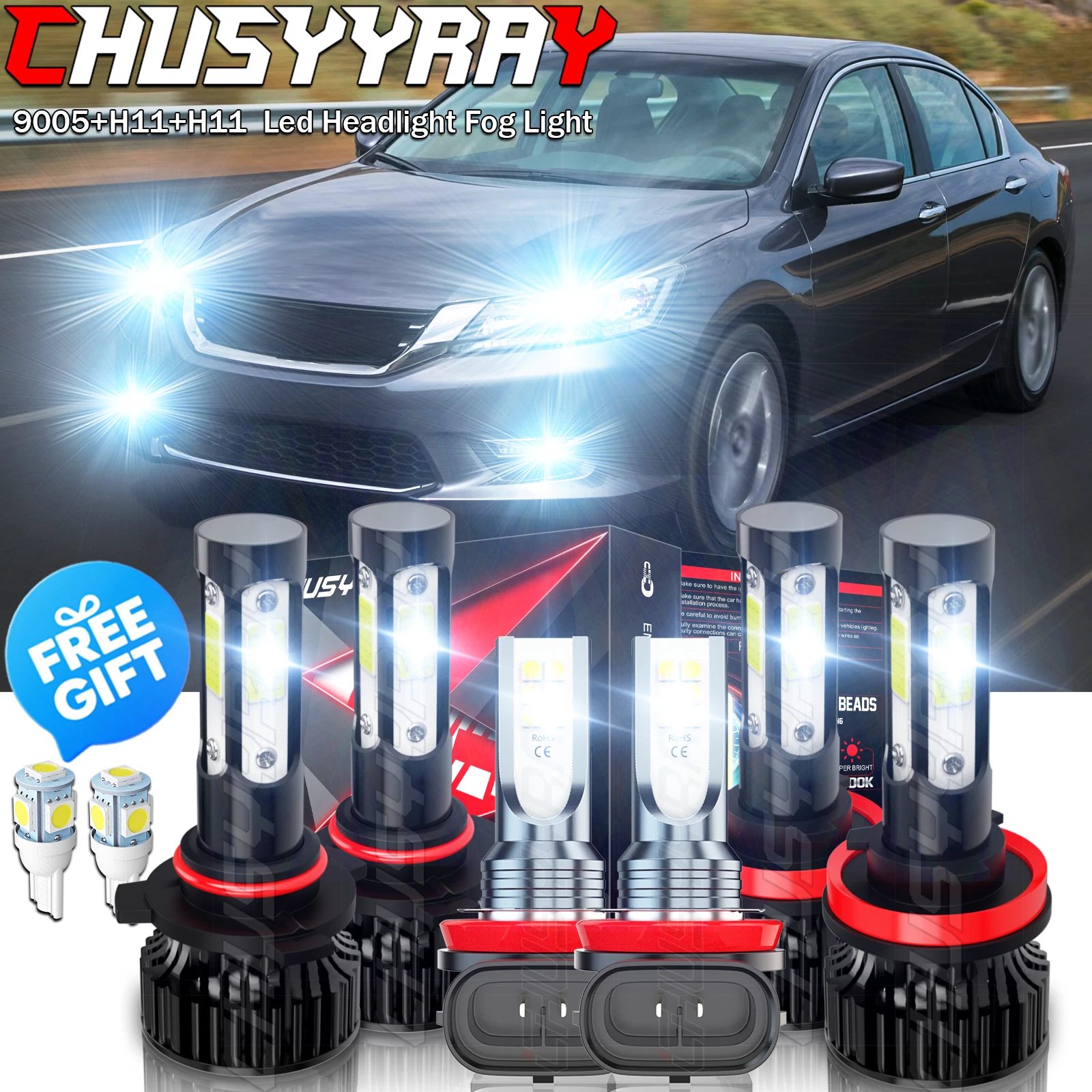6000K combo LED Headlight Kit High+Low+Fog Bulbs for Honda Accord 2013 2014 2015
Opens in a new wind