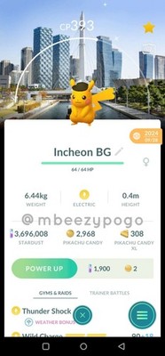 Background Shiny Costume Pikachu   2024 Exclusive Incheon Location  Rare TRADE  