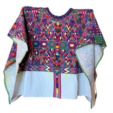 Vintage San Pedro La Laguna Huipil Guatemala Handwoven Embroidered Blouse