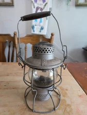 Hiram Piper Canadian Pacific Railroad Lantern Etched CNR Clear Globe Wood Handle