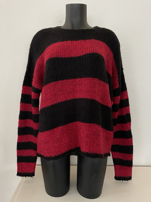 Gestreifter Strick Pullover | Disturbia | Rot Schwarz | Pulli Streifen | NEU