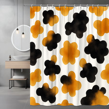 Boho Black and Orange Floral Shower Curtain for Modern Bathrooms