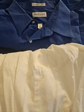 2 - Men's Van Heusen Shirts BLUE.  White Silk Lining  Button-Up Shirts Big TALL 