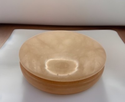 Genuine Volterra Peach Alabaster Italian Swivel Top Trinket Box