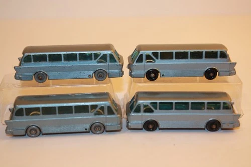 Four (4) Vintage 1961 - 1967 Matchbox Lesney Leyland Royal Tiger Coach Buses #40