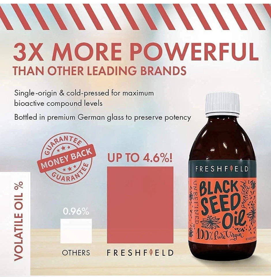 1 Black Seed Oil Cold Pressed Nigella Sativa Unrefined Omega 3-6-9 8oz Glass BTL - Image 2 of 4