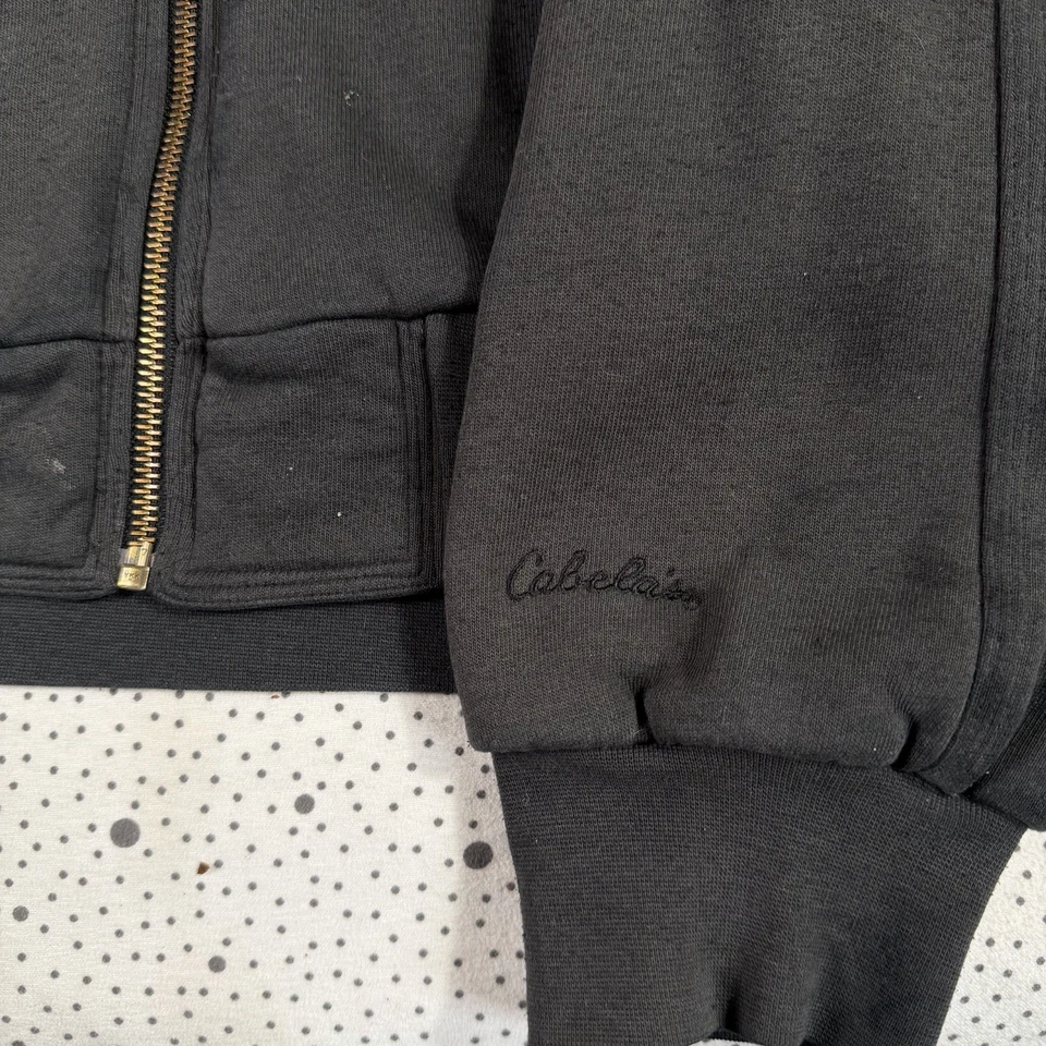 Vintage Cabelas Hoodie Men's XL Black Full Zip Thermal Lined Heavyweight Grunge - Image 4 of 4