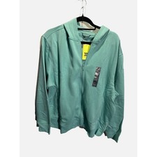 All in Motion Cotton Fleece Full Zip Hoodie Mint Teal Green L New Casual