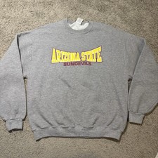 Vintage Jerzees Arizona State Sun Devils Grey Crewneck Sweatshirt Men s Large
