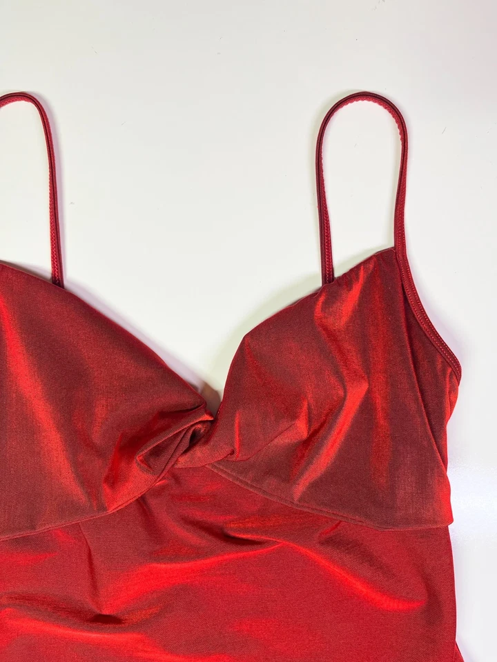 Traje de baño vintage Anne Klein talla 12 de una pieza rojo iridiscente hecho en EE. UU. Foto 2 de 4