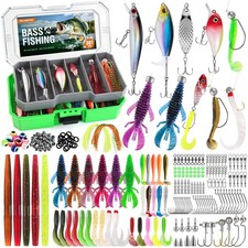 Bass Fishing Lures - 307PCS Professional Bass Fishing Kit with 6 Pre-Rigged R...