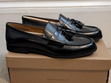 New Jones Bootmaker Black Leather Rayleigh Tassled Loafers Shoes Size UK 10
