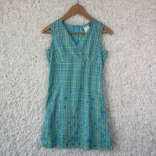 Girl Code Plaid Floral Embroidered Mini Dress Size 14 Blue Yellow Y2K 90s Retro