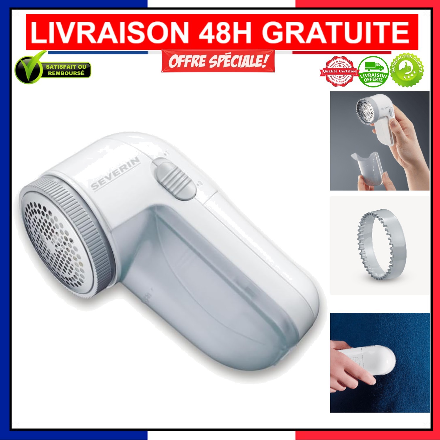 Rasoir à peluches SEVERIN pour éliminer les bouloches et réparer les tricots