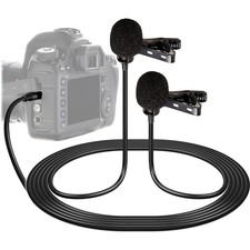 Vidpro XM-DLC Dual-Head Lavalier Microphone for DSLR Cameras Camcorders