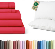 Split King 5-Piece Sheet Set 2 King Size Cotton Pillows