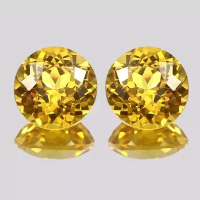 Natural 40 Ct Ceylon Round Cut Yellow Sapphire Certified Loose Gemstone Pair