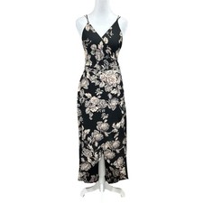 ASTR Black Floral Faux Wrap High Low Midi Dress Sz S
