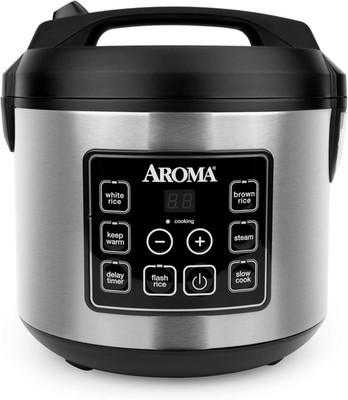 Housewares 20 Cup Cooked (10 Cup Uncooked) Digital Rice Cooker, Slow Cooker, Foo