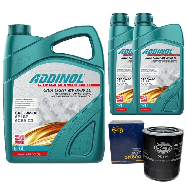 MotoröL Set Addinol 5W-30 MV 0530 LL 7 Liter + ÖLfilter FüR Toyota Land Cruiser-image