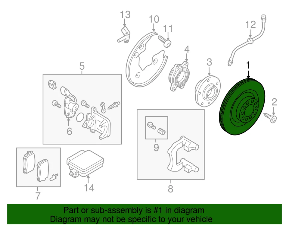 Rotor trasero original Audi 8K0-615-601-M Foto 2 de 3